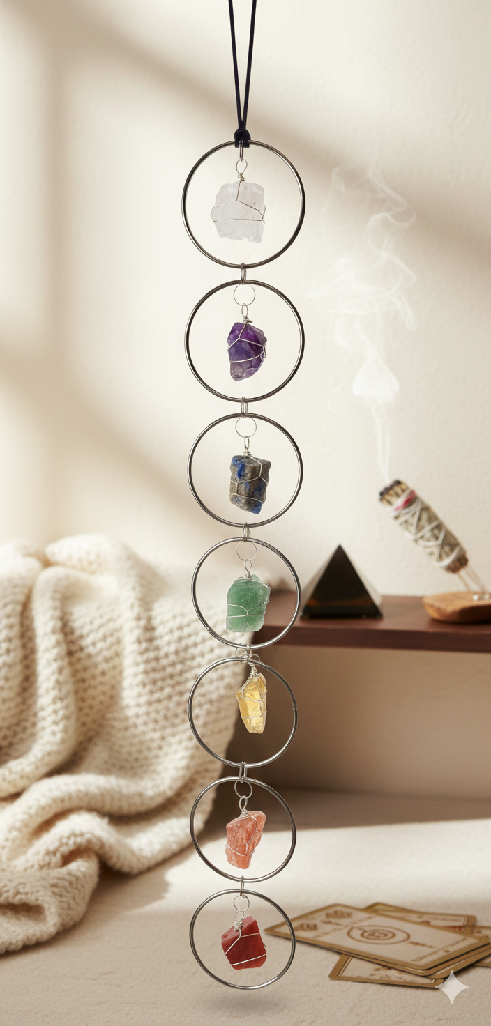 Chakra-Wandbehang „Seven Powers“ - silber